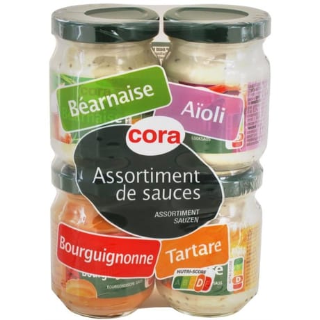 Cora quadrette de sauces en bocal verre  4 x 85g 340g