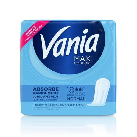 Vania serviettes hygiéniques maxi confort normal x18