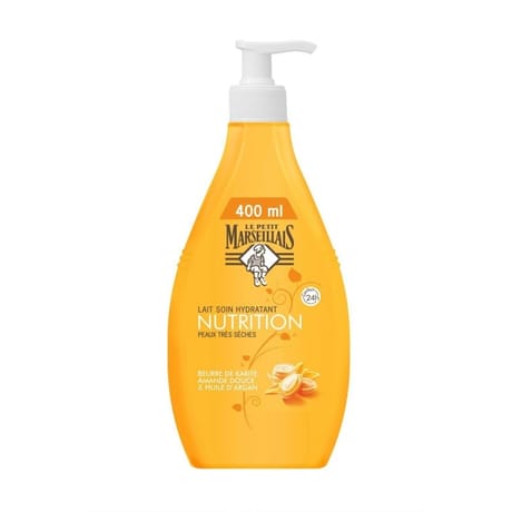 Le Petit Marseillais lait corps nutrition peaux très sèches karité amande argan 400ml