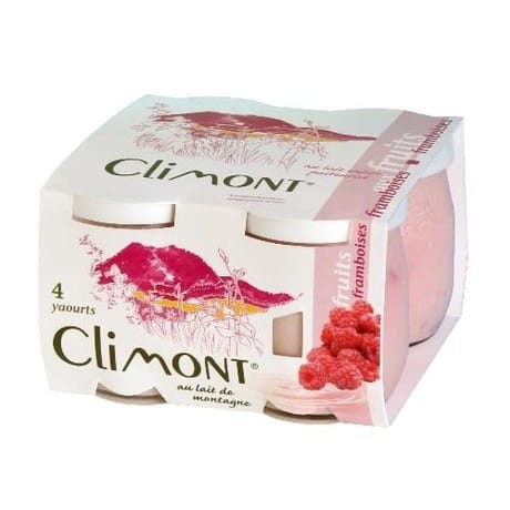 Climont yaourt aux fruits framboise 4x125g