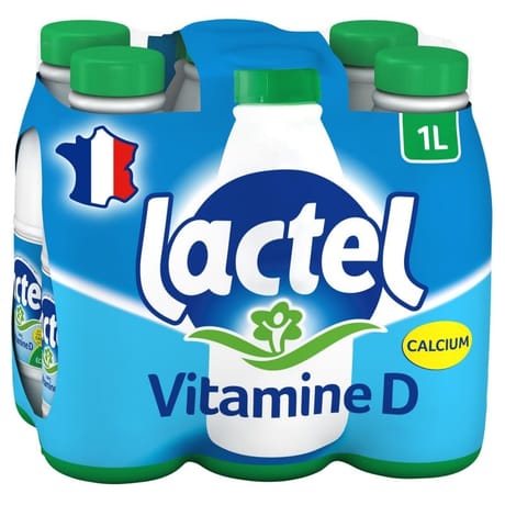Lactel lait ecrémé uht bouteille 6x1l