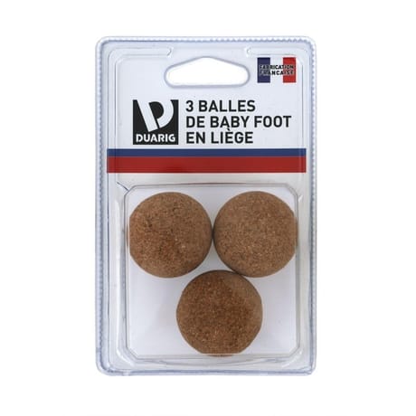 3 balles de baby foot en liège duarig