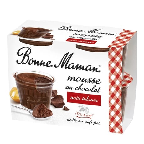 Bonne Maman mousse au chocolat noir et aux oeufs frais 4x50g