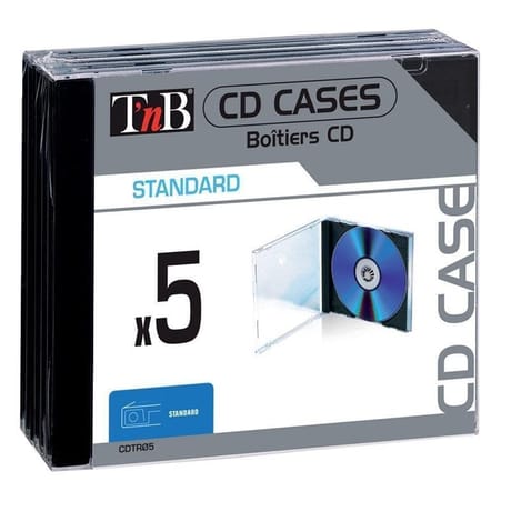 T'nb pack de 5 boîtiers simples format standard pour 1 CD CDTR05