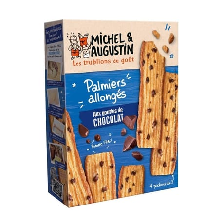 Michel et augustin palmiers allongés aux gouttes de chocolat 120g