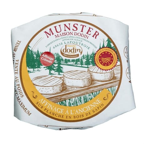 Munster aop dodin affinage à l'ancienne au lait de vache pasteurisé