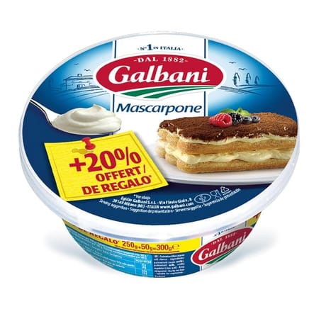 Galbani mascarpone 41.5% mg 250g + 20% offert