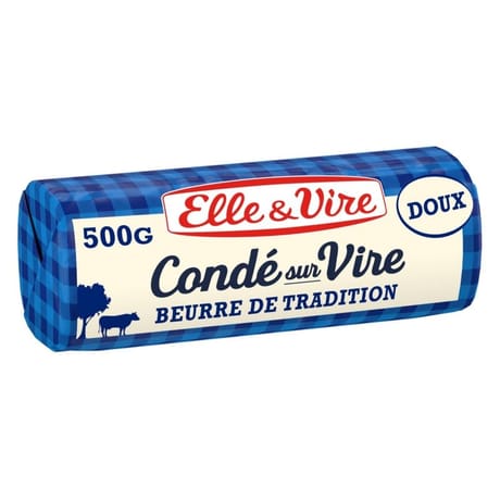 Elle & Vire beurre de Condé sur Vire doux rouleau 500g