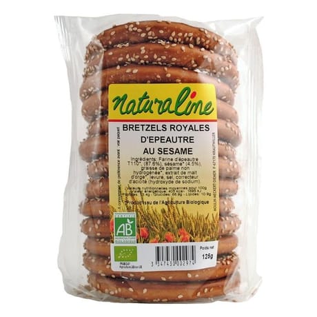 Naturaline bretzels royal bio épeautre et sésame 125 grs