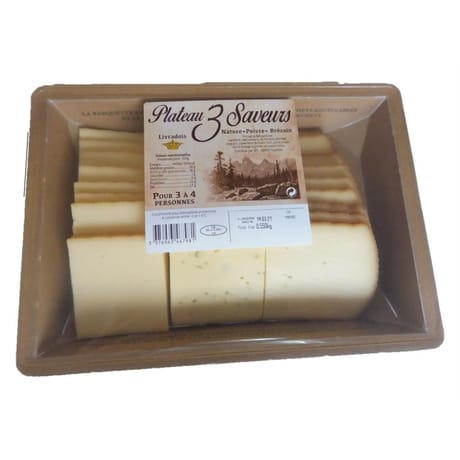 Raclette plateau tranchettes nature poivré fumée 550g