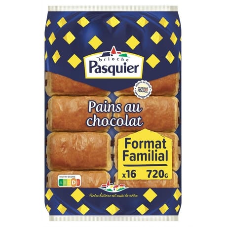 Brioche Pasquier 16 pains chocolat emballage individuel 720g