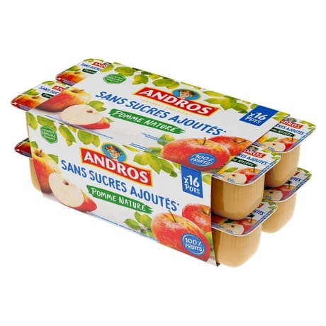 Andros spécialité de pommes nature 16x100g sans sucres ajoutés
