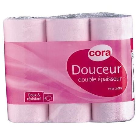 Cora papier toilette rose 2 plis 6 rouleaux