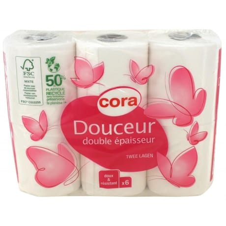 Cora papier toilette blanc 2 plis 6 rouleaux