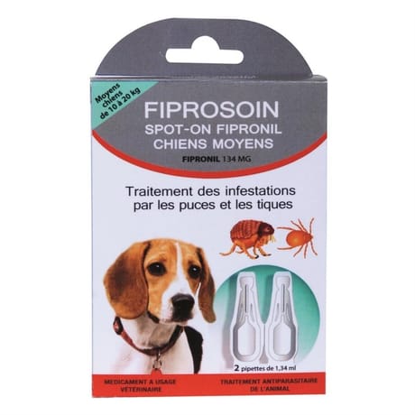 Fiprosoin pipette antiparasitaire x2 pour moyen chien