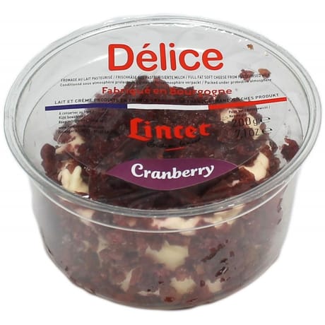 Delice cranberry 200g lait pasteurisé de vache