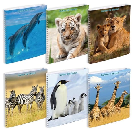Animaux sauvages cahier de textes reliure intégrale 17x22 cm 148 pages grands carreaux