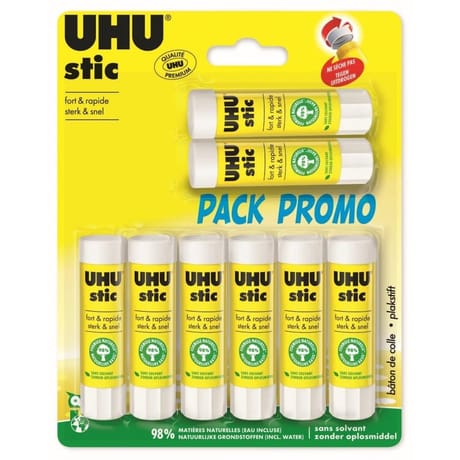 Uhu bâtons de colle 6x8.2g + 2 offerts
