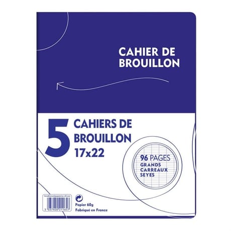 Lot de 5 cahiers 17x22 cm 96 pages seyes