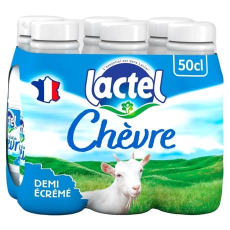 Lactel lait de chèvre demi-écrémé uht bouteille 6x50cl
