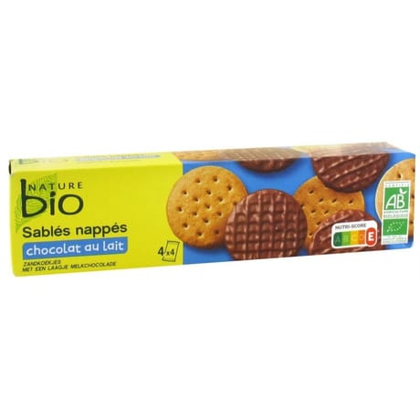 Nature bio sablés nappés chocolat au lait 200g