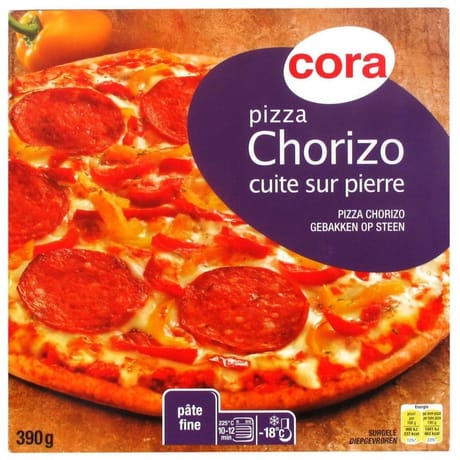 Cora pizza chorizo cuite sur pierre 390g