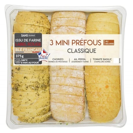 Assortiment 3 mini pains prefou 375g