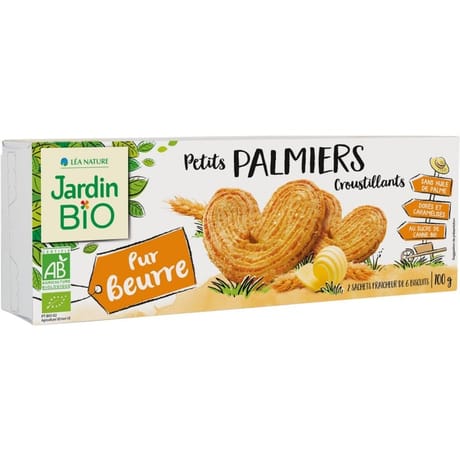 Jardin bio palmiers pur beurre bio etui 100g
