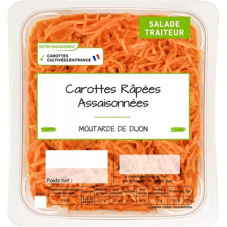 Carottes rapees assaisonnées 800g