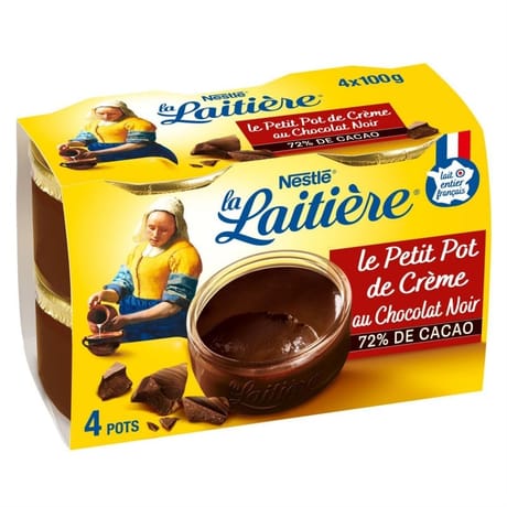 La Laitière le petit pot de crème chocolat extra noir 4x100g