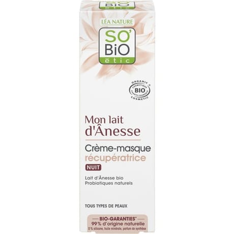 So Bio creme masque recuperatrice nuit lait d'anesse bio 50ml