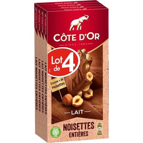 Côte d'or lait noisettes 4X180g-720g