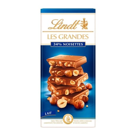 Lindt tablette de chocolat lait 34% noisettes 150g