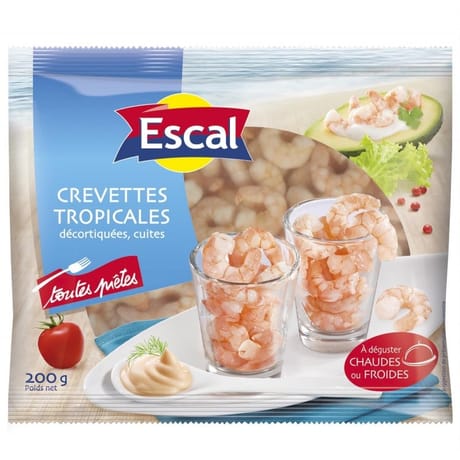 Escal crevettes tropicales décortiquées cuites 80/120 200g