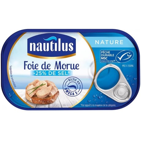 Nautilus foie de morue nature 1/4 - 120 g