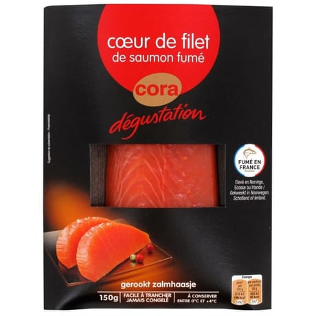 Cora dégustation coeur de filet de saumon fumé 150g