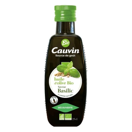 Cauvin huile d'olive bio saveur basilic 25cl