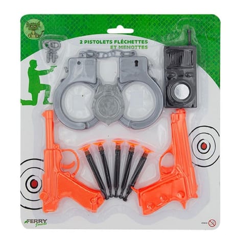 2 pistolets flèchettes avec menottes