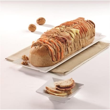 Pain campagnard garni 40 toasts saumon fume, jambon blanc 850g