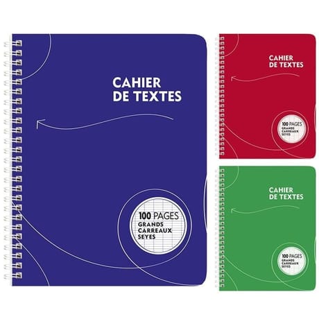 Cahier de textes 100 pages 17 x 22 cm