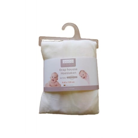 Drap housse 60x120cm jersey 100% coton blanc Socobaby