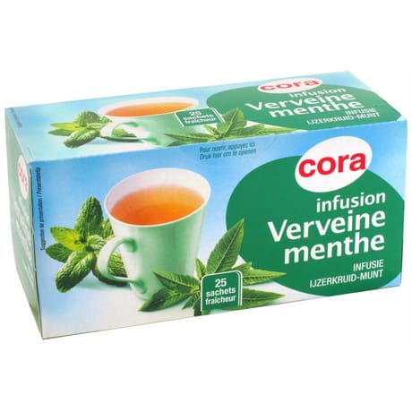 Cora infusion verveine menthe 25 sachets fraîcheur soit 32.5g