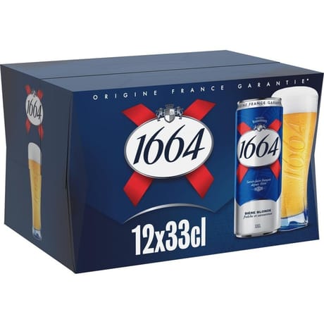1664 bière blonde canettes 12x33cl 5.5%vol