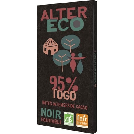 Alter Eco chocolat noir bio Togo 95% 90g