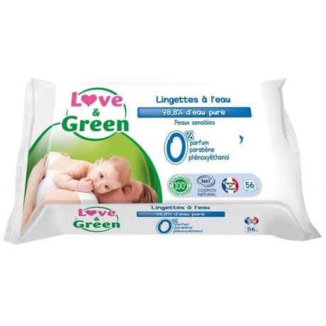Love & Green lingettes bio sensitives X56