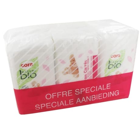 Cora nature bio maxi carrés coton bébé lot de 6 x 60