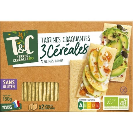 Terres et céréales tartines craquantes aux 3 céréales bio 150g