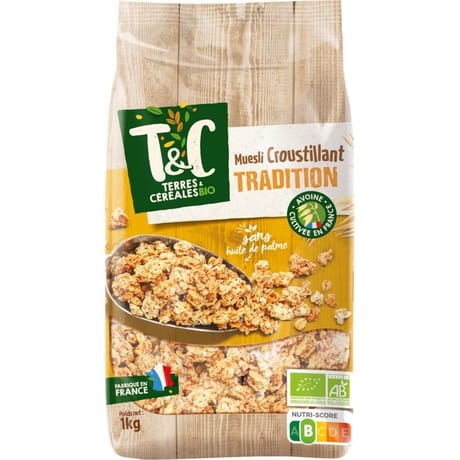 Terres et céréales muesli croustillant tradition bio  1kg