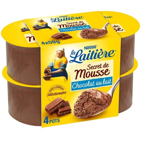 La Laitière Secret de mousse chocolat au lait 4x59g