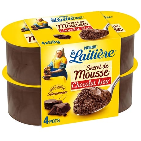 La Laitière Secret de mousse chocolat noir 4x59g